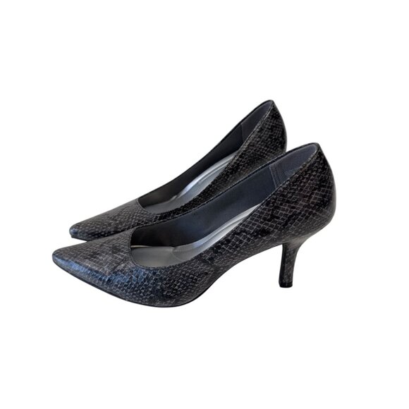 Comfort Plus By Predictions Womens Snake Print Black Pointed-Toe Pumps Size 7M - Picture 12 of 13